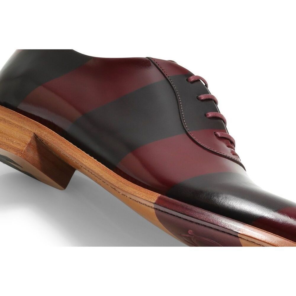 The Office of Angela Scott Mr Smith Bordeaux stripe oxfords size 37.5 / 7.5 - Picture 2 of 11